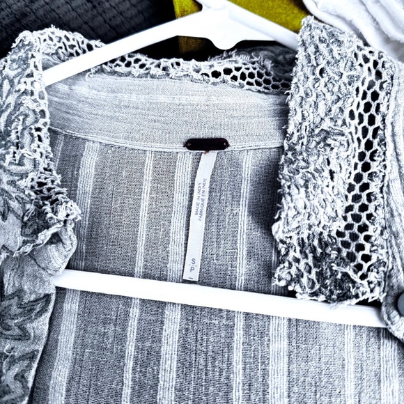 Free People Green Embroidered Top SZ SP - Picture 5 of 7